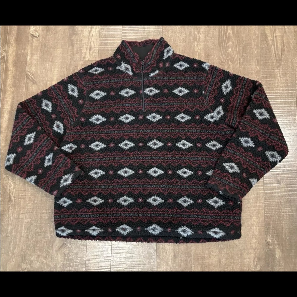 Wrangler Men’s Western Sherpa 1/4 Zip Pull Over Aztec Large XL E2